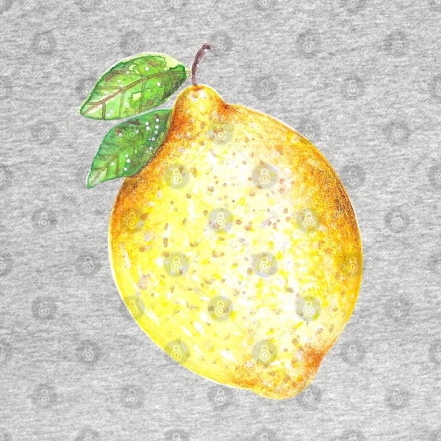 Watercolor Lemon Pattern on White by Neginmf